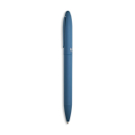 Caneta elegante de plástico reciclado emborrachado com tinta azul cor azul petróleo