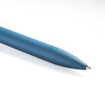 Caneta elegante de plástico reciclado emborrachado com tinta azul cor azul petróleo
