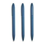Caneta elegante de plástico reciclado emborrachado com tinta azul