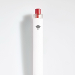 Caneta de plástico com design plano, NFC integrado e tinta preta cor vermelho