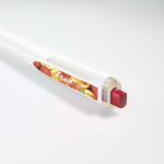 Caneta de plástico com design plano, NFC integrado e tinta preta cor vermelho
