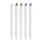 Caneta de plástico com design plano, NFC integrado e tinta preta cor branco