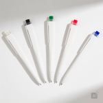 Caneta de plástico com design plano, NFC integrado e tinta preta cor branco