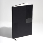 Set de caderno flexível pele sintética e caneta A5 com folhas pautadas cor preto