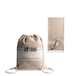 Mochila pareo de algodão 2 em 1, dimensões 90x180cm e 180 g/m2