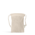 Saco pequeno em material ecológico com cordões a condizer 140 g/m² cor bege