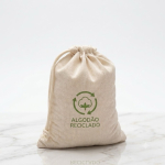 Saco com cordões em algodão reciclado e plástico reciclado 140 g/m²