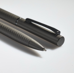 Conjunto de esferográfica e roller em alumínio mate com tinta preta cor antracite