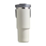 Copo térmico em aço inoxidável com palhinha rebatível e bocal 900ml cor bege