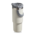 Copo térmico em aço inoxidável com palhinha rebatível e bocal 900ml cor bege