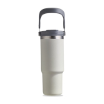 Copo térmico em aço inoxidável com palhinha rebatível e bocal 900ml cor bege