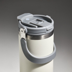 Copo térmico em aço inoxidável com palhinha rebatível e bocal 900ml cor bege