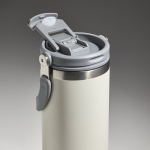 Copo térmico em aço inoxidável com palhinha rebatível e bocal 900ml cor bege