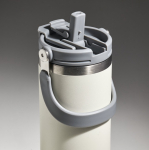 Copo térmico em aço inoxidável com palhinha rebatível e bocal 900ml cor bege