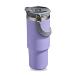 Copo térmico em aço inoxidável com palhinha rebatível e bocal 900ml cor violeta