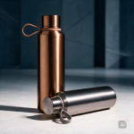 Garrafa aço inoxidável de parede dupla com acabamento metalizado 600ml cor dourado