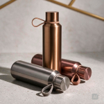 Garrafa aço inoxidável de parede dupla com acabamento metalizado 600ml cor dourado