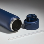 Garrafa térmica em aço inoxidável com tampa multifunções 600ml cor azul-marinho