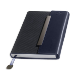Agenda diária em pele sintética, textura canelada e fecho magnético A5 cor azul-marinho