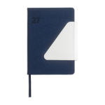 Agenda A5 em pele sintética com aba triangular magnética cor azul-marinho