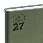 Agenda A5 em pele sintética com aba triangular magnética cor verde oliva