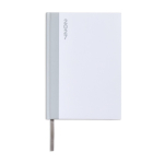 Agenda diária em papel couché com acabamento laminado e marcador A5 cor branco