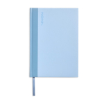 Agenda diária em papel couché com acabamento laminado e marcador A5 cor azul-claro