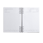 Agenda A5 em pele sintética com capa rígida e espiral dupla prateada cor branco