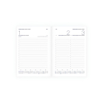 Agenda A5 em pele sintética com capa rígida e espiral dupla prateada cor branco