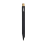Caneta de alumínio reciclado com mecanismo antistress e tinta preta cor preto