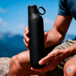Garrafa térmica em aço inoxidável reciclado convertível em copo 750ml cor preto