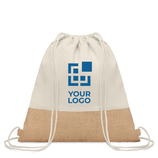 Mochila promocional de algodão 160 g/m² e juta Natural
