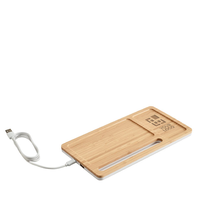 Conjunto de mesa de bambu com carregador sem fio Bamboo Tidy