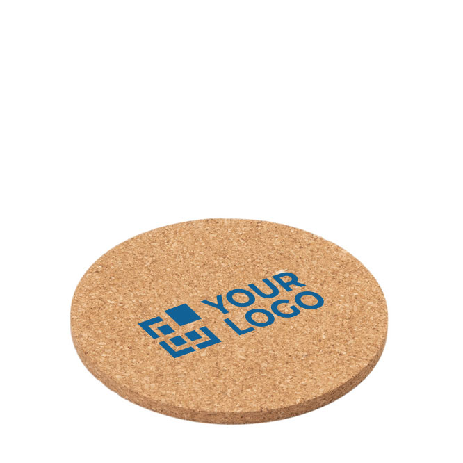 Base de copos personalizada redonda de cortiça com logotipo