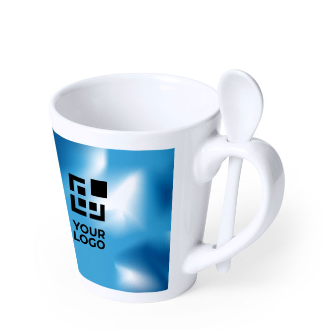 Canecas impressas com imagem circular e colher de 350ml Sublimcon