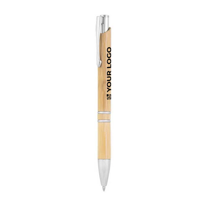 Canetas ecológicas personalizadas de bambu e alumínio tinta azul Aster Bamboo