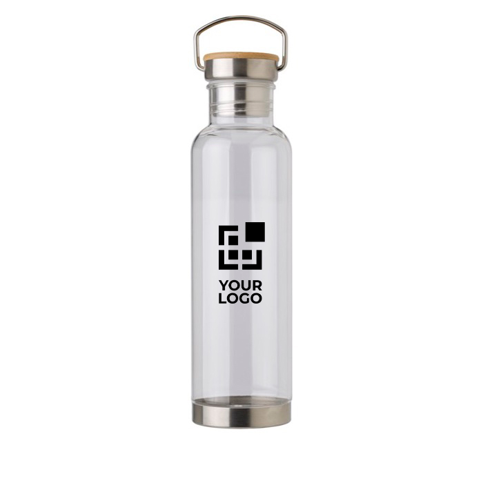Bidões personalizados de tritan com tampa de bambu e pega 800ml Clip