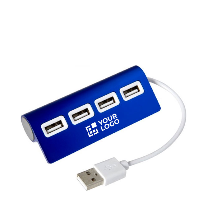 Hub publicitário de alumínio colorido com 4 portas USB 2.0 Alu