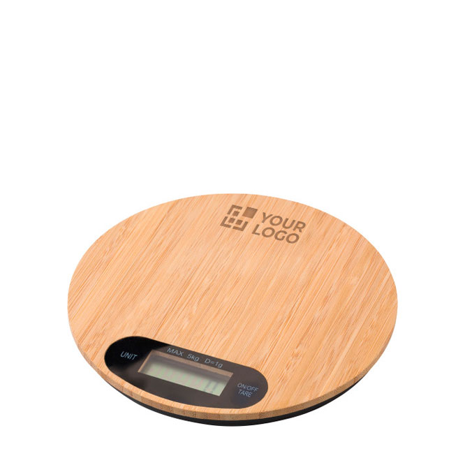 Balança de cozinha de bambu circular com capacidade de até 5kg Bamboo