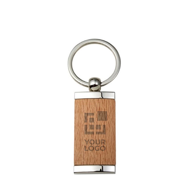 Porta-chaves de bambu com forma retangular e estrutura de metal