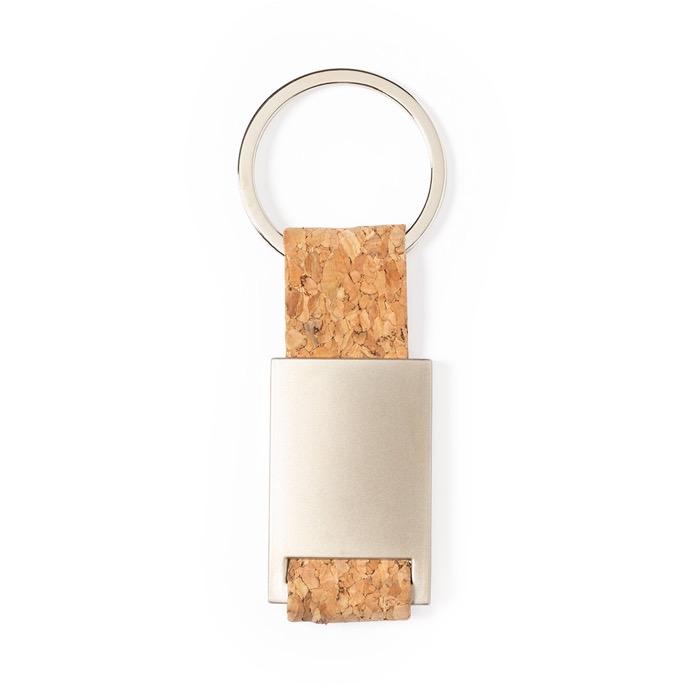 Porta-chaves gravado retangular de metal tira de cortiça Metal Cork