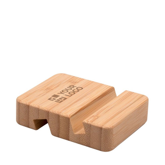 Suporte de telemóvel quadrado de bambu para o escritório