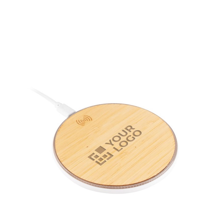 Carregador sem fios redondo com aparência de bambu Bamboo