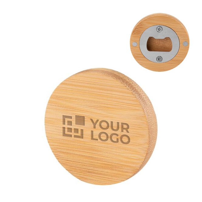 Abre-cápsulas circular com porta-copos de bambu Round Bamboo