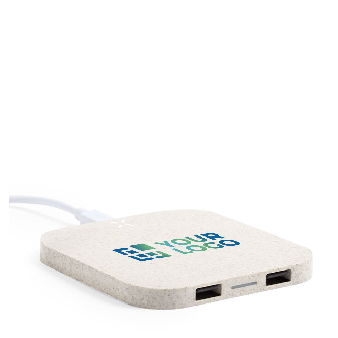 Base de carga sem fios quadrada de palha de trigo Natural Pad