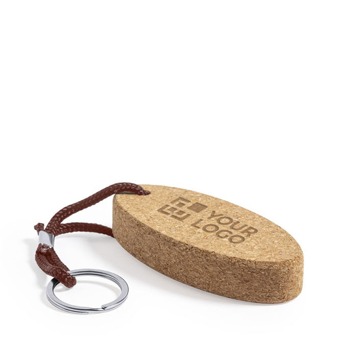 Porta-chaves de cortiça personalizado flutuante com forma oval Cortiça