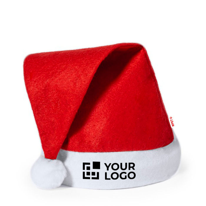 Clássico gorro de Pai Natal de rPET personalizado com o seu logo