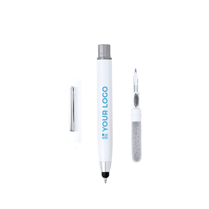Caneta com ponteira e kit de limpeza de auriculares, tinta azul