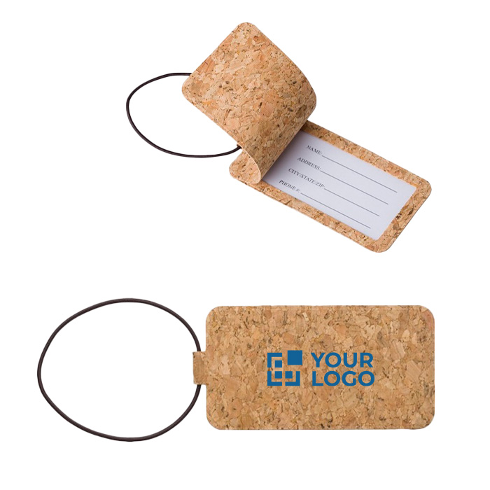 Identificador de malas em cortiça personalizado com logótipo Cork