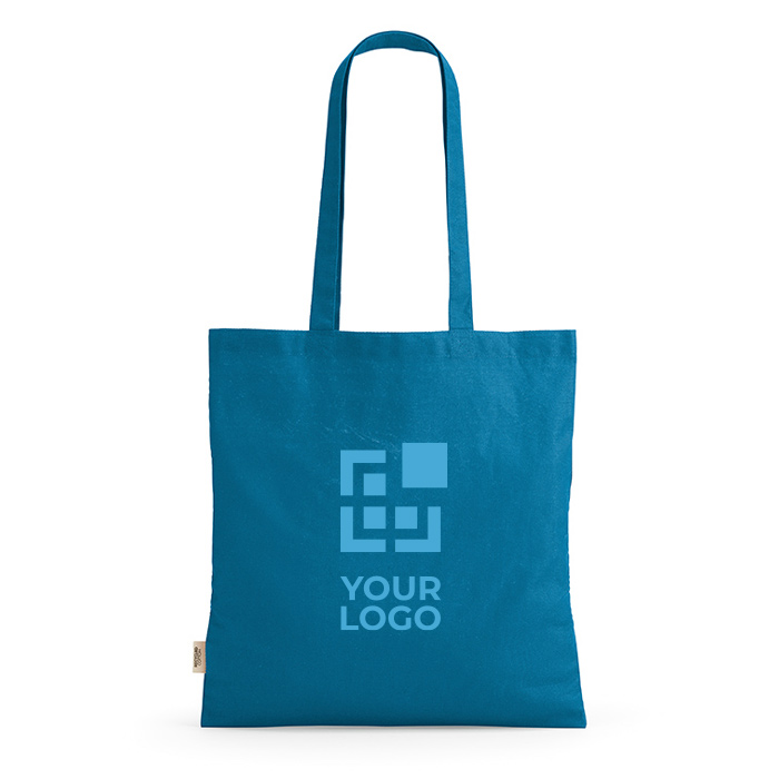 Saco de compras de algodão reciclado com alças compridas 140 g/m2